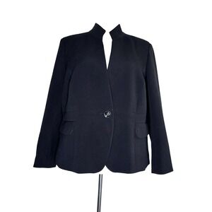 Talbots Women's Petite Blazer Jacket Size 16P Stretch Lined Long Sleeve Black‎